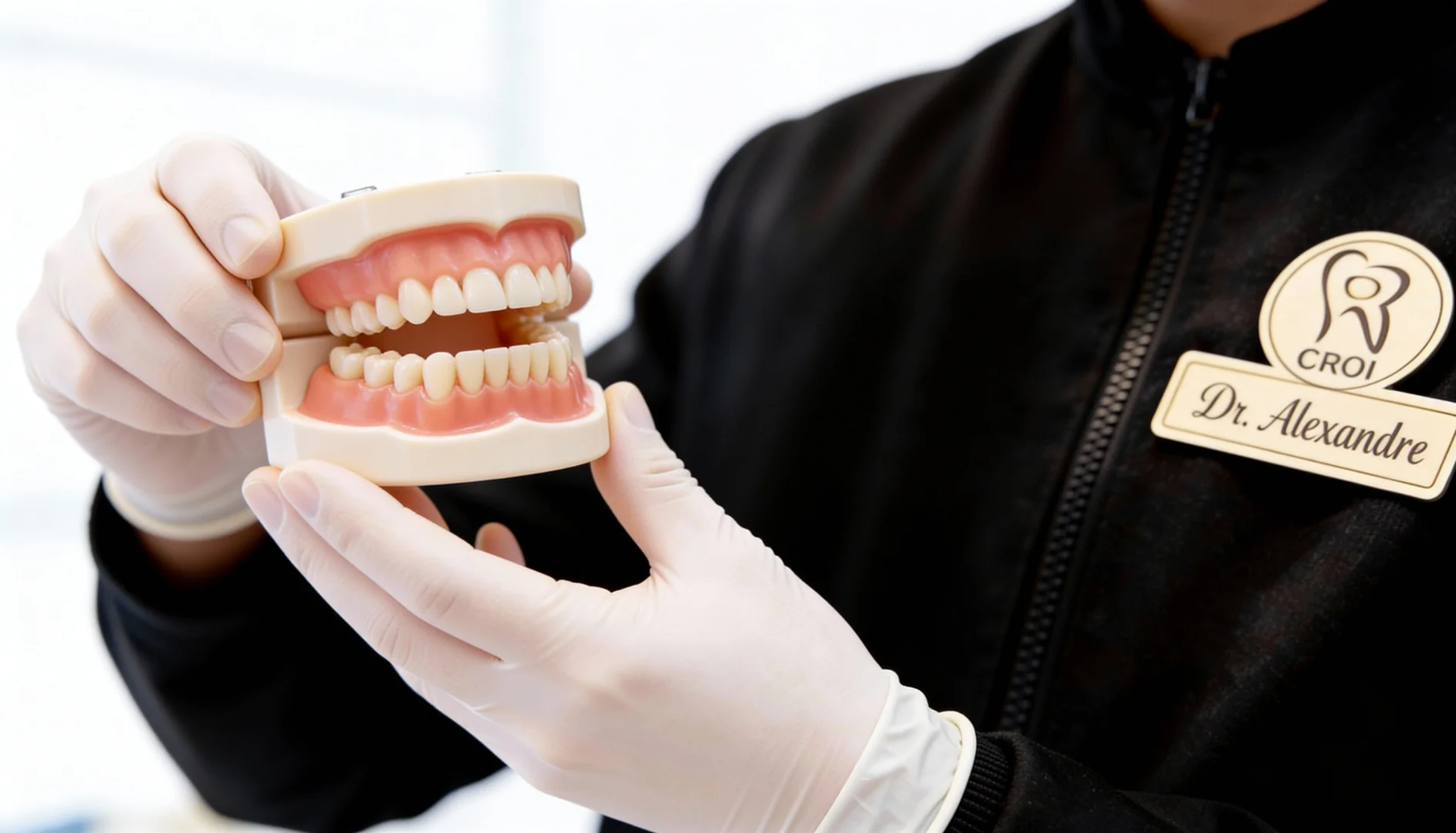 Dr. Alexandre realizando procedimento de implante dentário